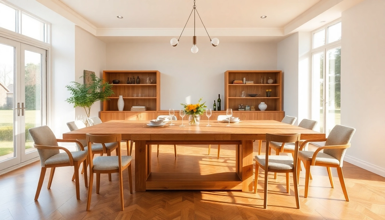 Entdecken Sie einen eleganten Esstisch Eiche mit Baumkante, der in einem hellen, modernen Esszimmer platziert ist und Gemütlichkeit ausstrahlt.