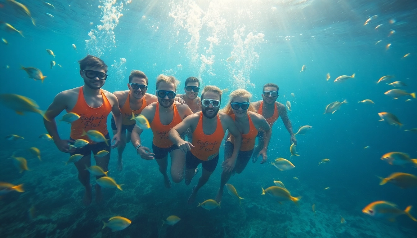 Tauchen in Playa del Carmen mit bunten Korallenriffen und fröhlichen Tauchern.