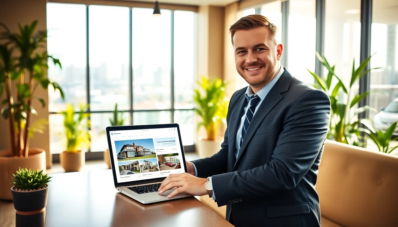 Immobilienmakler Frankfurt Eckenheim präsentiert moderne Immobilien in einem stilvollen Büro.