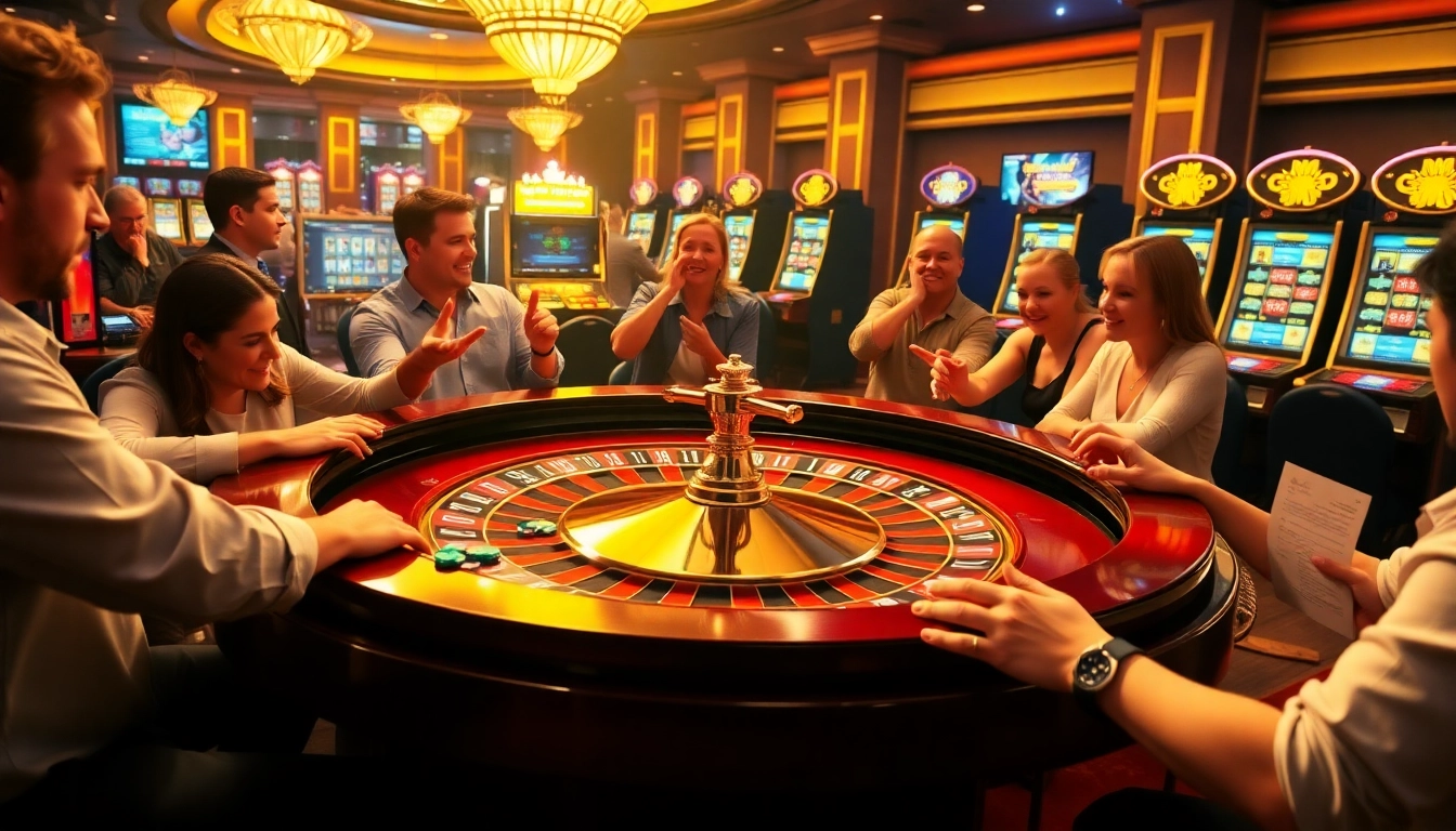 Players thrill at the roulette table in a luxurious casino scene promoting rr88com's betting excitement.