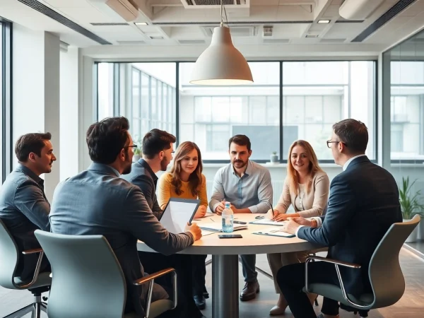 Berater für Unternehmensberatung Hannover analysieren Strategien in einem modernen Büro.