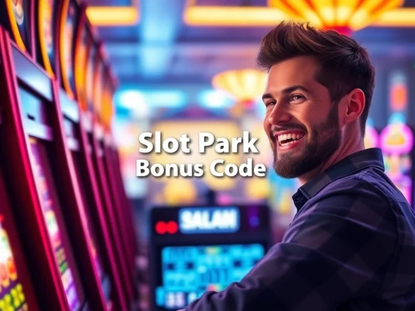 Erlebe den Slot Park Bonus Code mit einem glücklichen Spieler in einem modernen Casino.