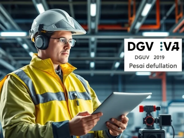Technician performing a DGUV V3 Prüfung, ensuring safety compliance in an industrial environment.