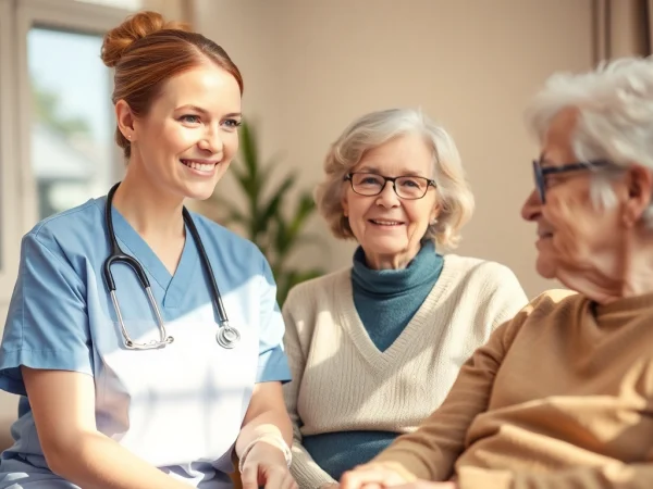 Pflegekraft unterstützt einen älteren Patienten bei ambulanter pflegedienst leverkusen in einem sicheren und liebevollen Umfeld.
