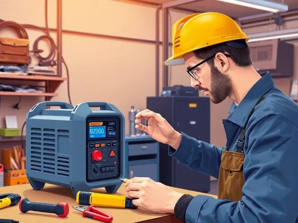 Inspecting the prüfung ortsveränderlicher elektrischer betriebsmittel with professional equipment for safety assurance.
