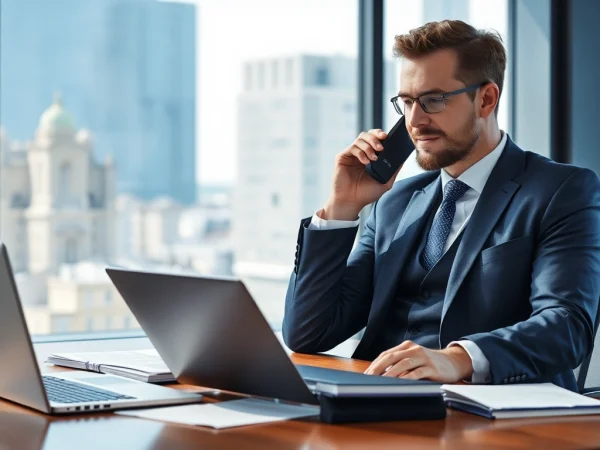Professioneller Headhunter für Vertrieb arbeitet fokussiert im Büro.