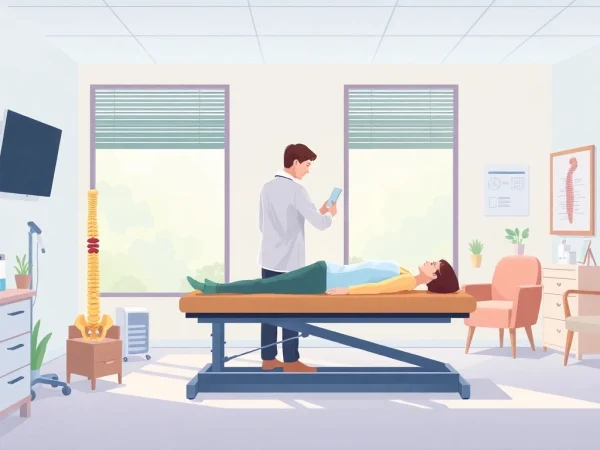 Discover a friendly chiropractor near me attentively examining a patient in a welcoming office environment.
