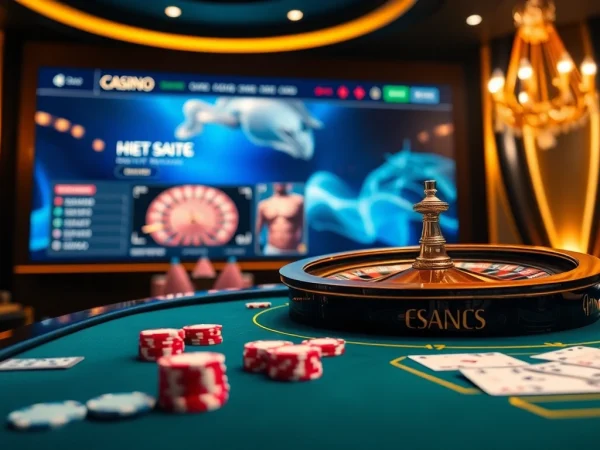 Engaging scene of casino games on Trang chủ S8 with roulette wheel and poker table.