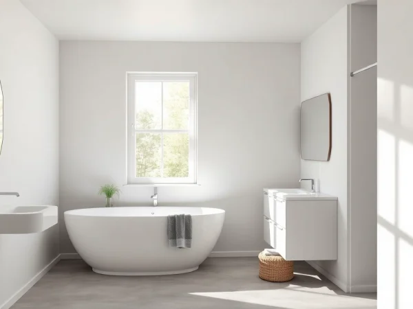 Genießen Sie mit Sonni Sanitär ein modernes Badezimmer-Setup mit eleganten Duschkabinen und stilvollen Badspiegeln.