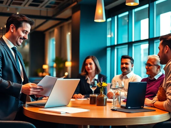 Professioneller Headhunter Gastronomie analysiert Kandidatenprofile in modernem Büro.