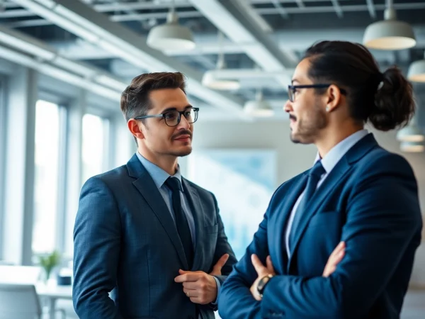 Headhunter IT im Gespräch mit Kandidaten in einer modernen Büroumgebung.