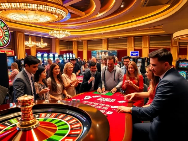 Engaging gamblers savoring the excitement of casino games at b52 tables amidst luxurious decor.