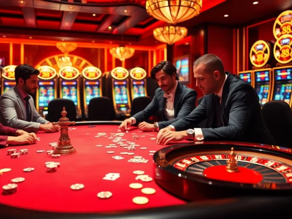 High-stakes poker game at a luxury casino highlighting new 88 branding with vibrant chips and cards.