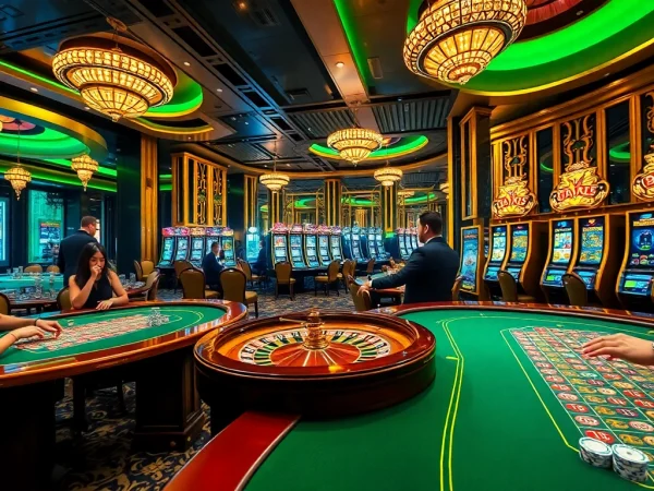 Experience the thrill of Casino DH88 with engaging gaming tables and vibrant slot machines.