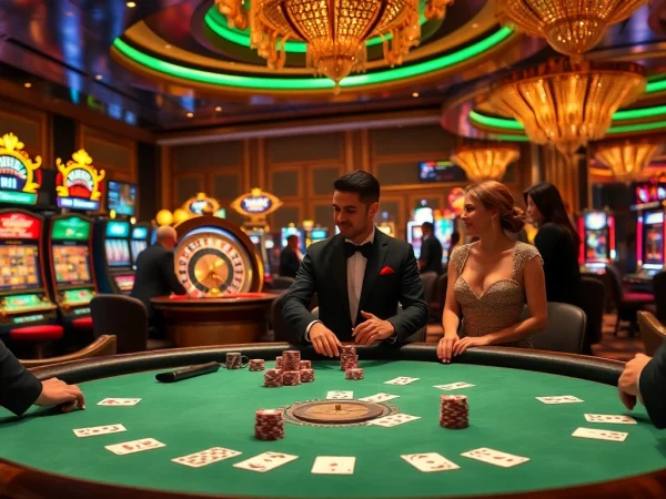 Experience high-stakes gaming at cm88sm with vibrant casino tables and elegant atmosphere.