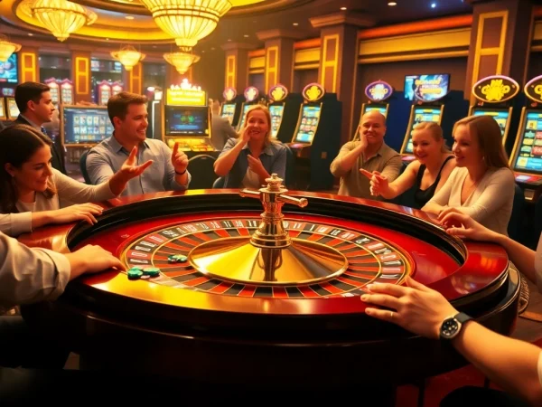 Players thrill at the roulette table in a luxurious casino scene promoting rr88com's betting excitement.