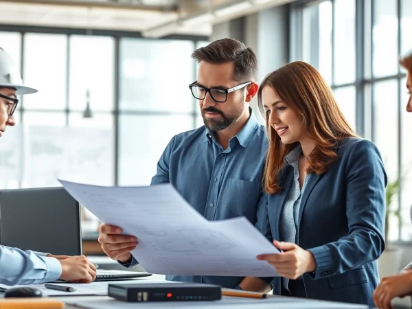 Headhunter Ingenieure beraten Ingenieure in einem modernen Büro mit hochmodernen Technologien.