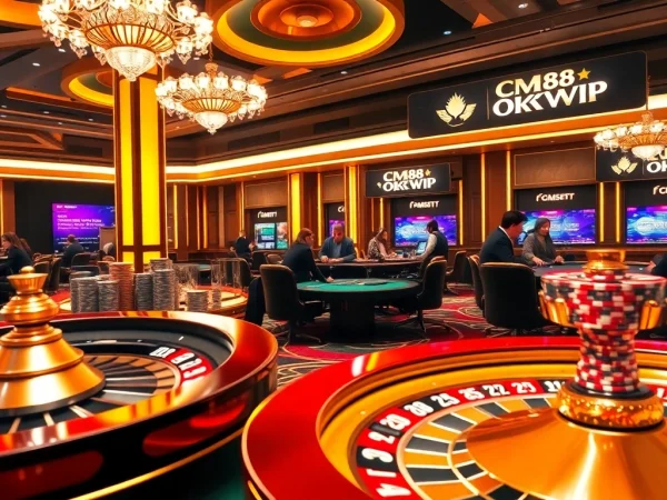 Engage in high-stakes gaming excitement at CM88 OKVIP with a vibrant casino ambiance.